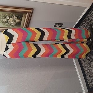 Yoyo 5 festival pants chevron pattern white black pink orange yellow teal